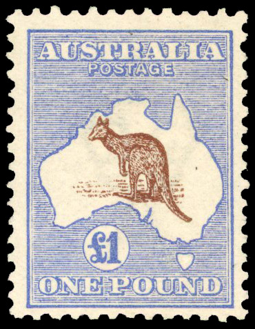 Australia 1913-14 £1 brown and ultramarine first watermark S.G. 15 cat £3,000