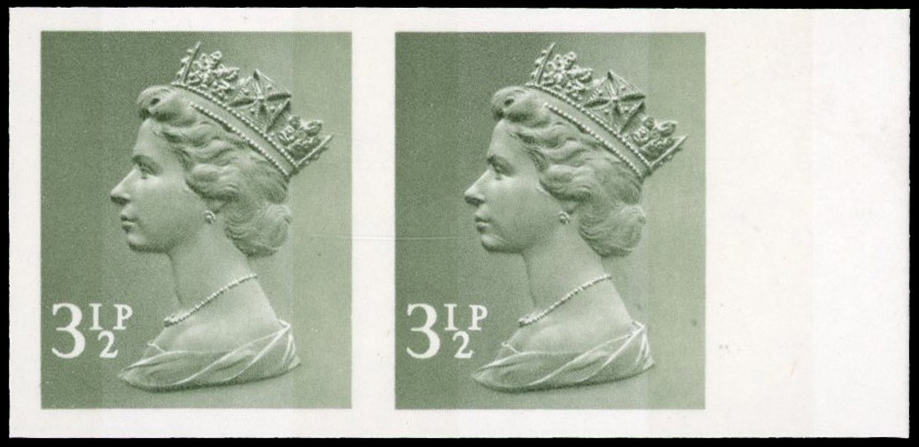 Great Britain 1971 3½p Olive-grey, Horizontal Pair, BPMA Imprimatur, SG X858