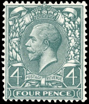 GB SG 379Wj 1912 4d watermark inverted and reversed mint