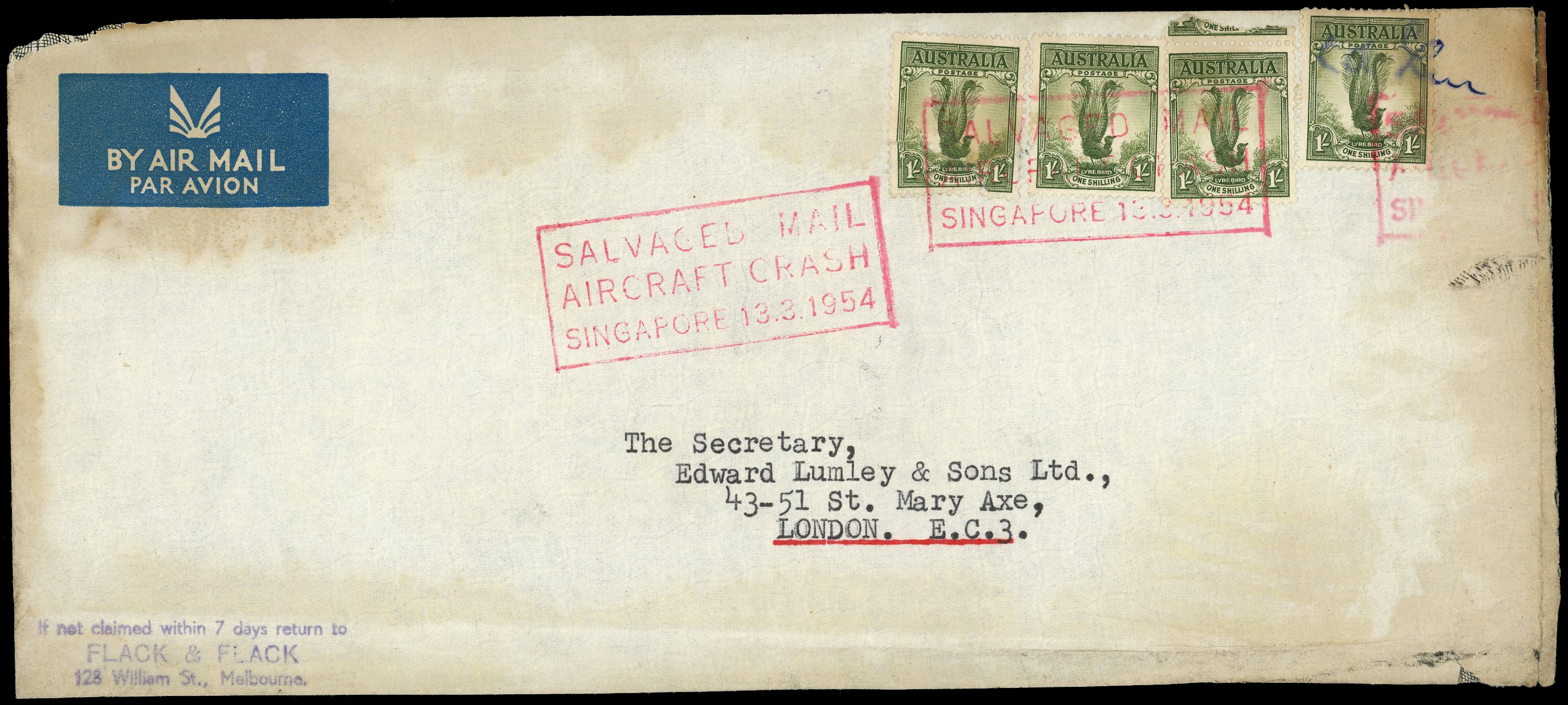 1954 long envelope to England