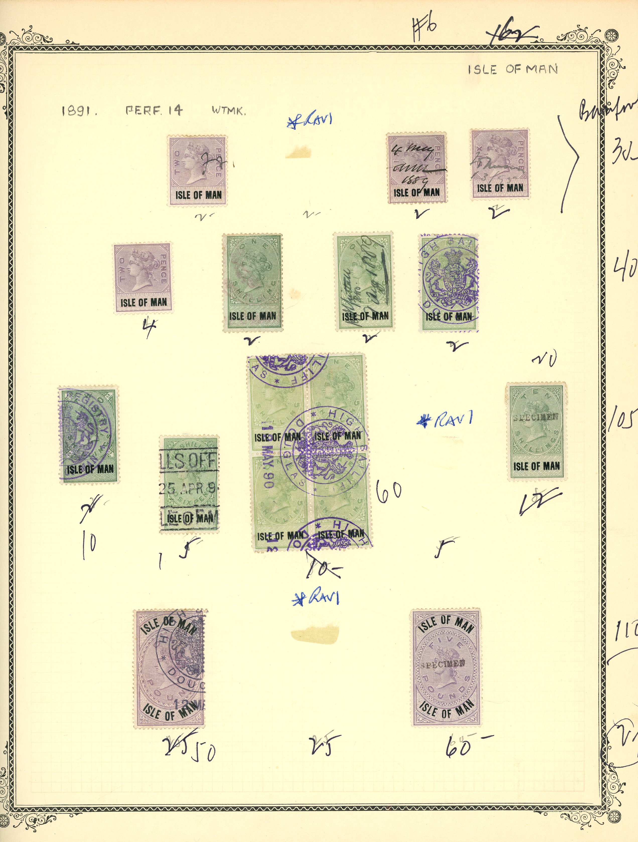 Isle of Man Revenue collection on album pages 