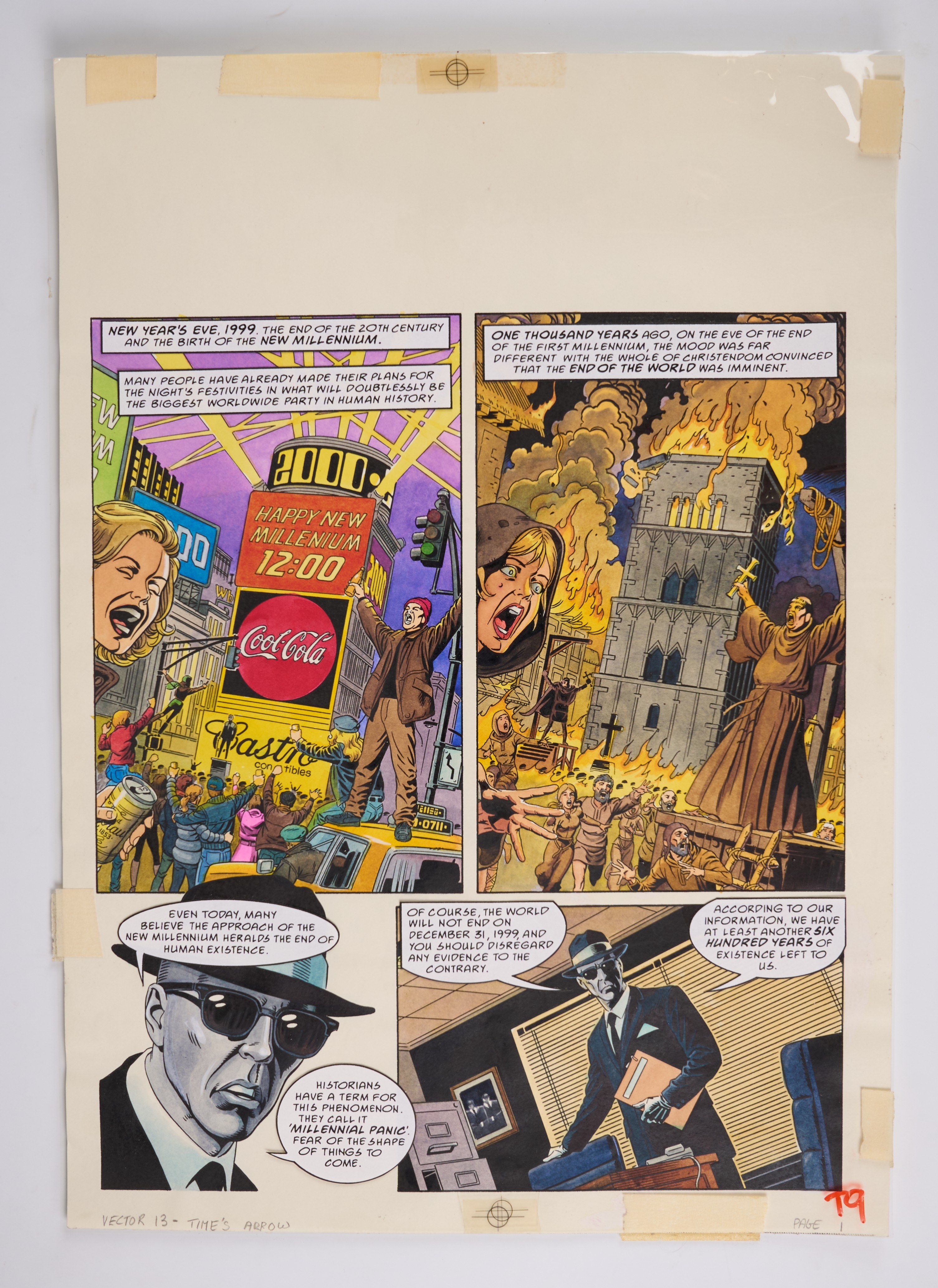 Patrick Woodrow 2000 AD Prog #1076 Case Fifteen: Time's Arrow Vector 13 Colour Story Pages (Fleetway, 1998) Total 6
