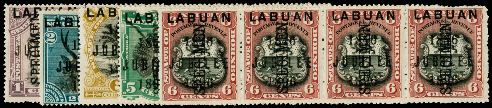 1896 'JUBILEE' 1c to 6c (five values, exclg...