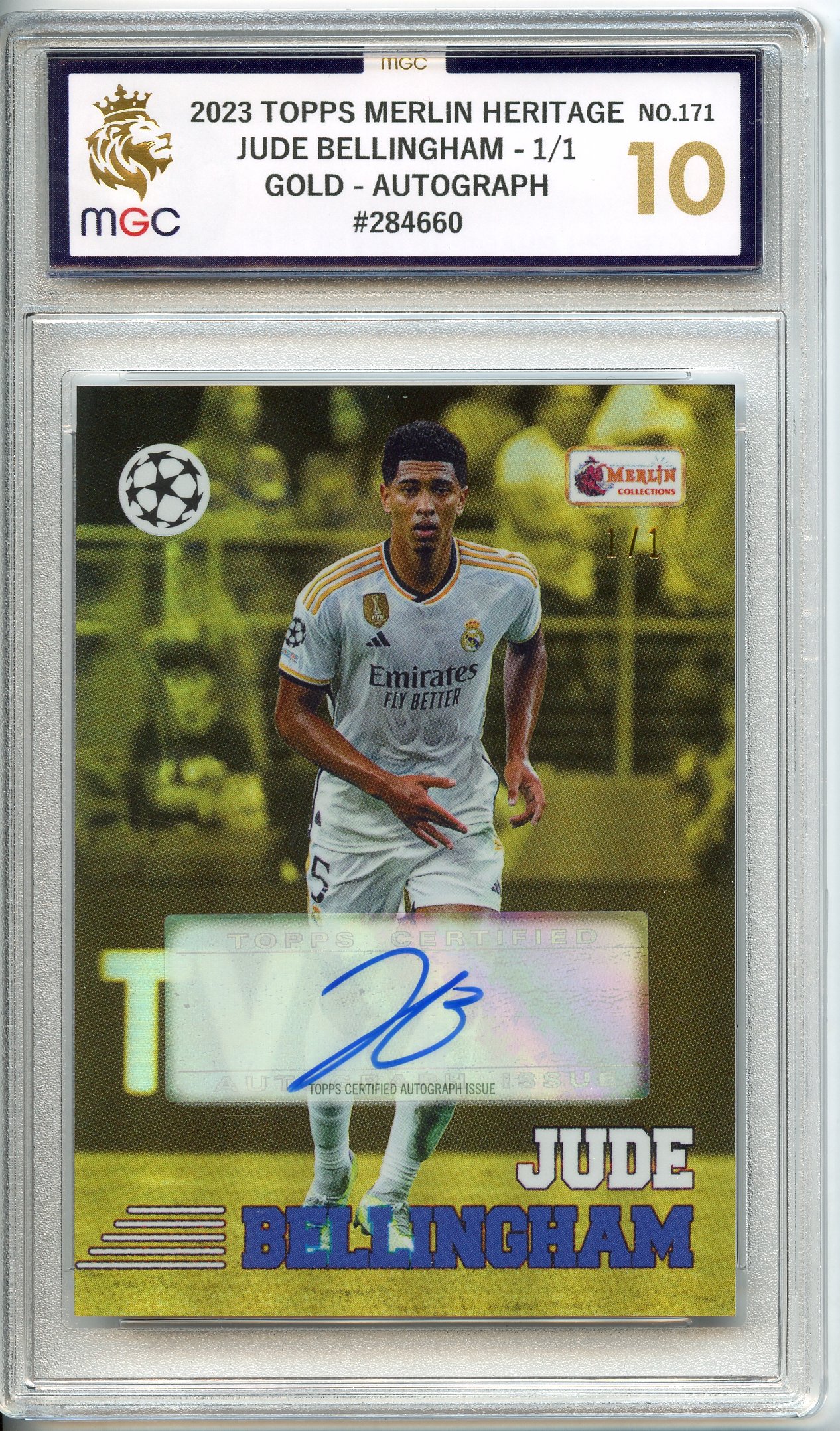 MGC 10 2023 TOPPS MERLIN HERITAGE JUDE BELLINGHAM - 1/1 - GOLD - AUTOGRAPH