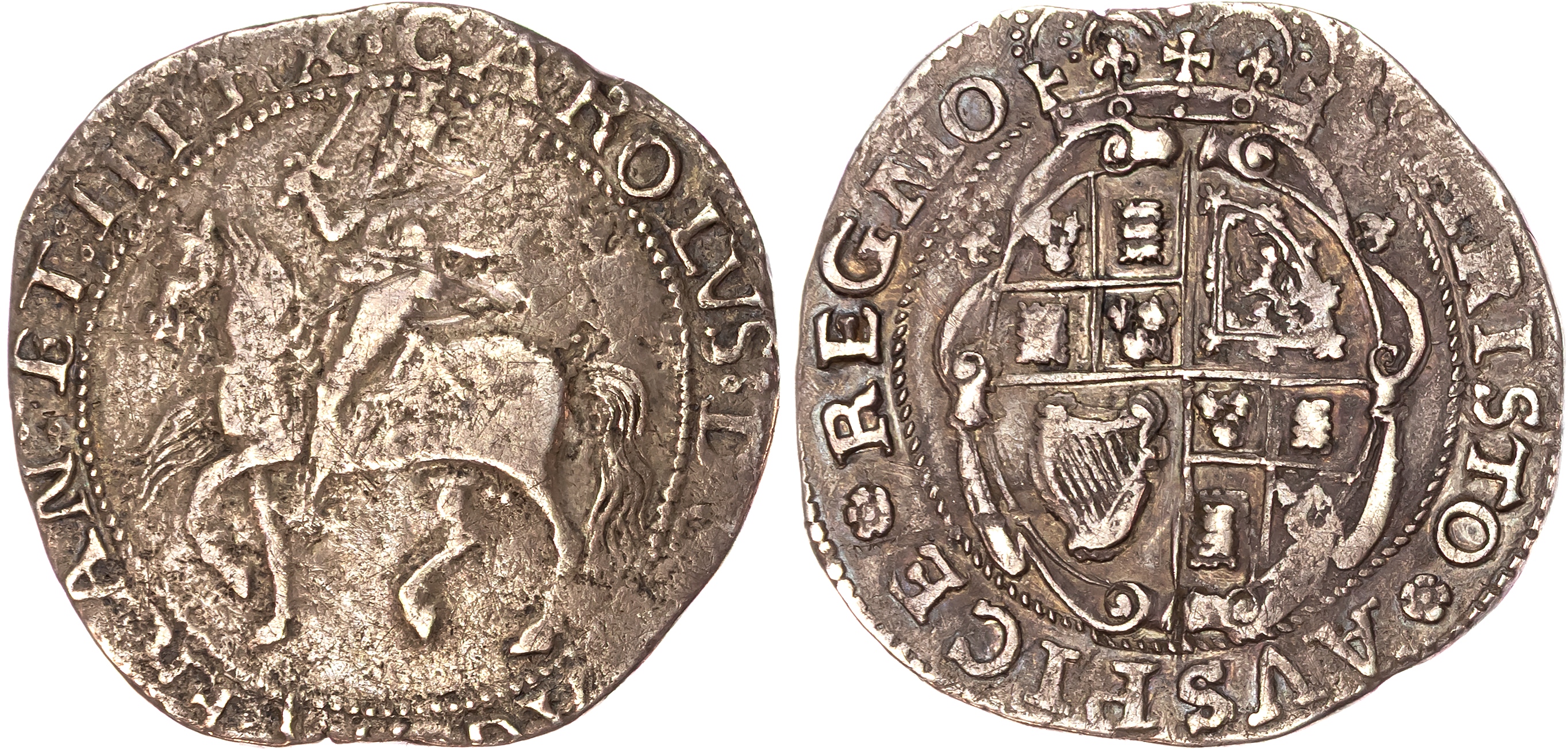 Charles I (1625-1649), Halfcrown, civil war issues, royalist Worcester (c. 1644-1646). 