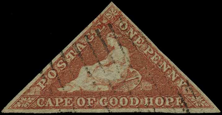 1857 1d brick-red on cream toned paper,...