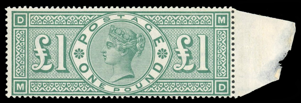 GB 1891 £1 green (MD), right marginal, mint unmounted o.g.