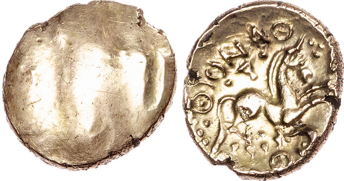 Cantiaci, Dubnovellaunos (c. 25 BC – AD 5) AV Stater, ‘Serpent’ type, 5.29g.
