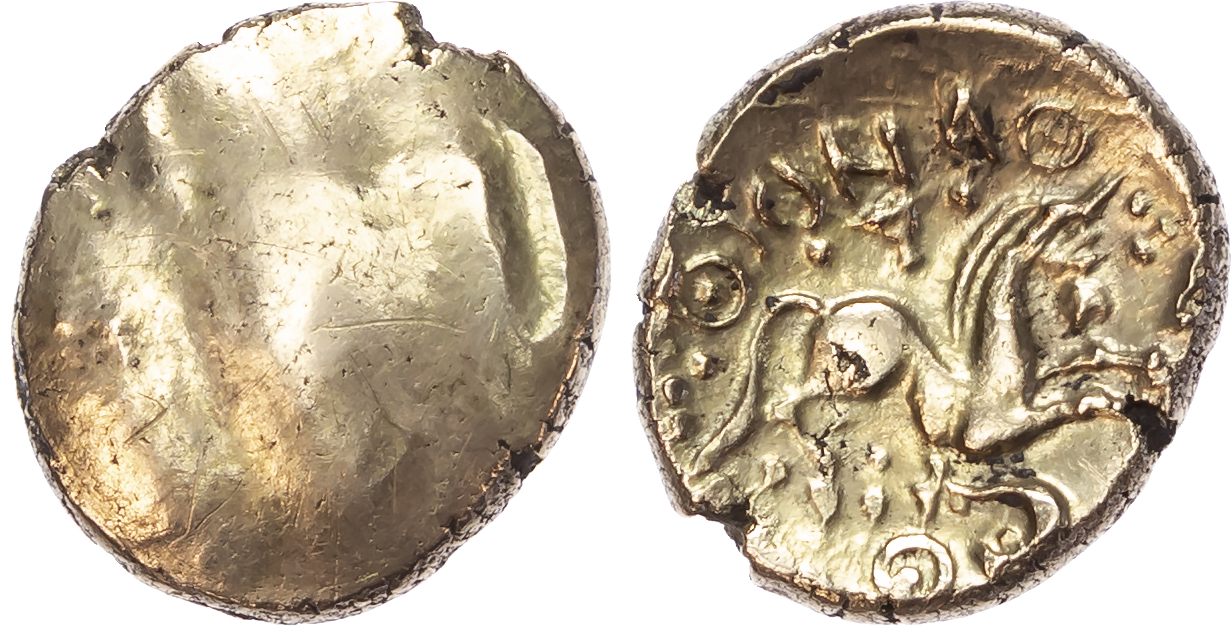 Cantiaci, Dubnovellaunos (c. 25 BC – AD 5) AV Stater, ‘Serpent’ type, 5.29g.