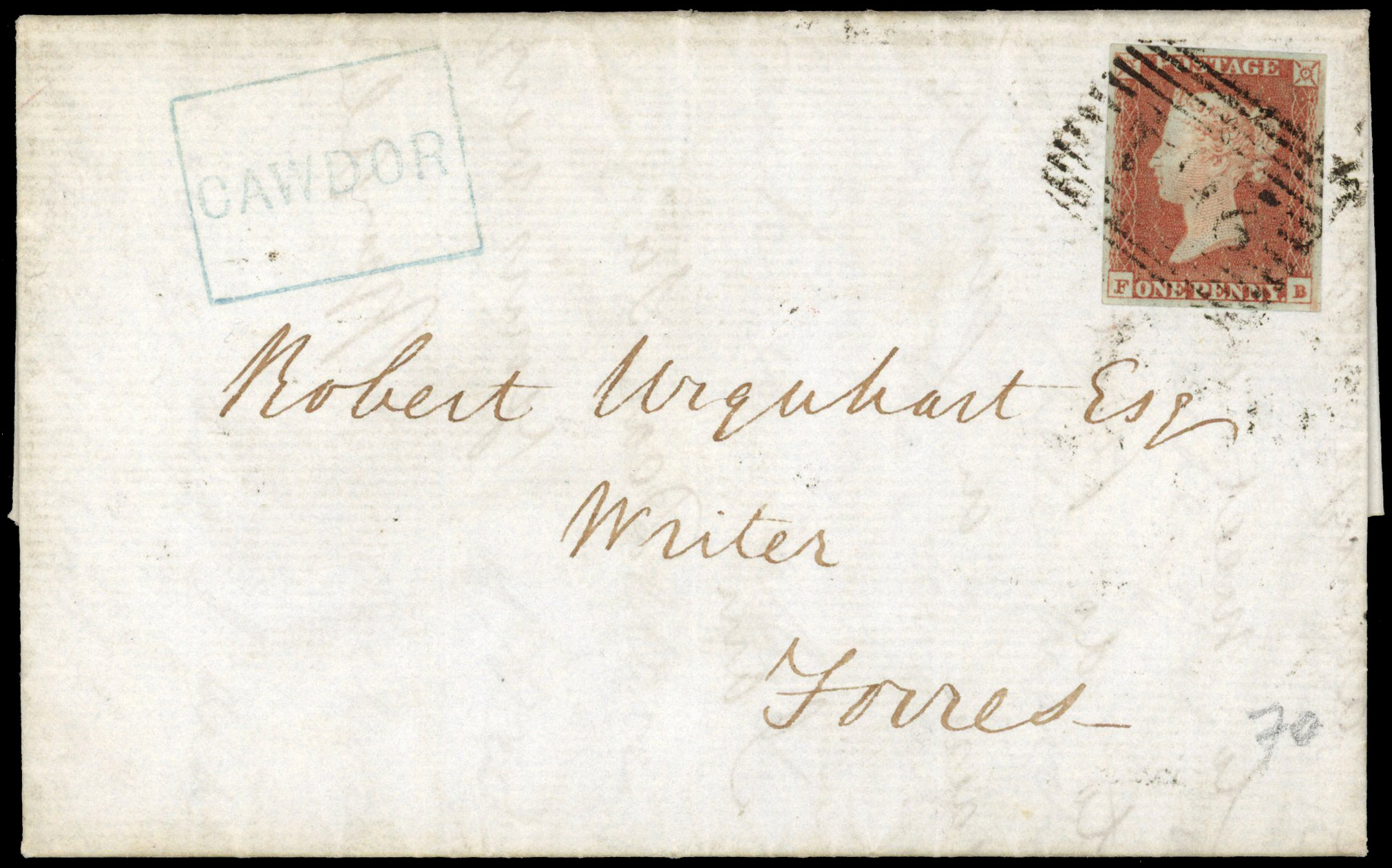 Great Britain 1849 cover from Cawdor Castle to Forres, Scotland
