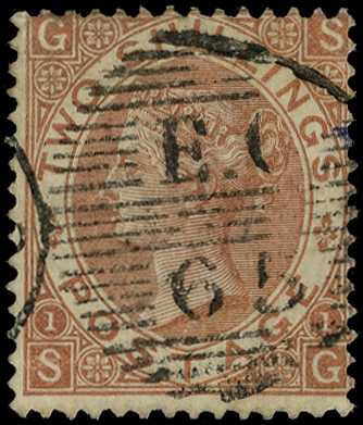 1880 Wmk Spray of Rose, 2/- brown (SG) used...