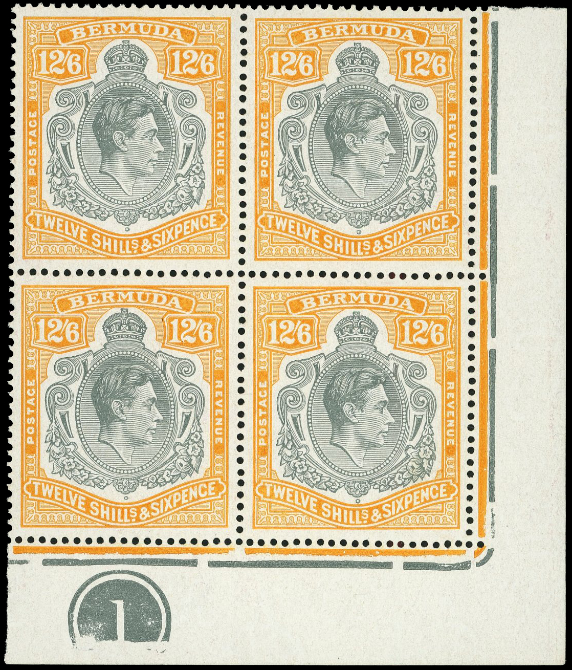 Bermuda SG 120c Plate block mint