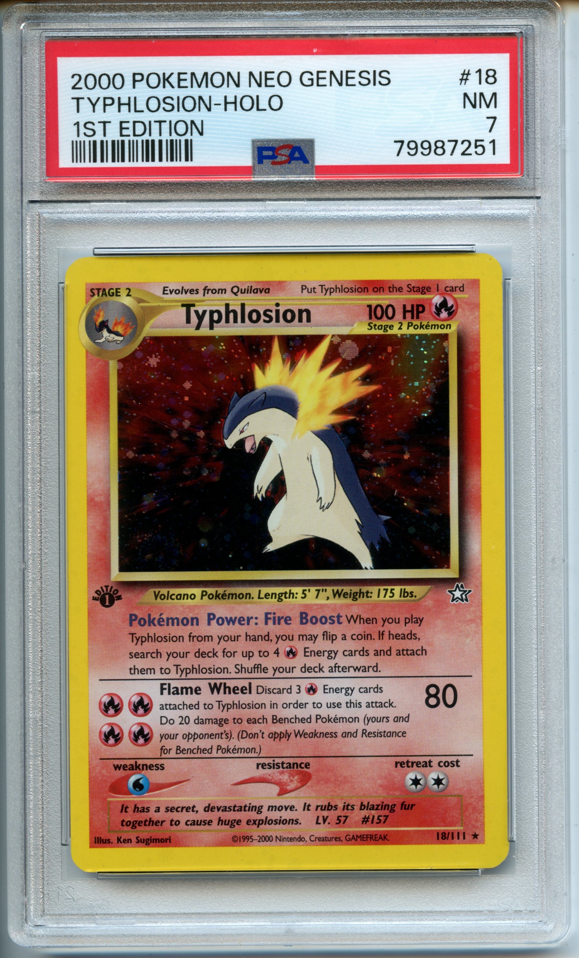 Pokemon TCG  - Typhlosion HOLO  - 1st Edition Neo Genesis  - PSA 7