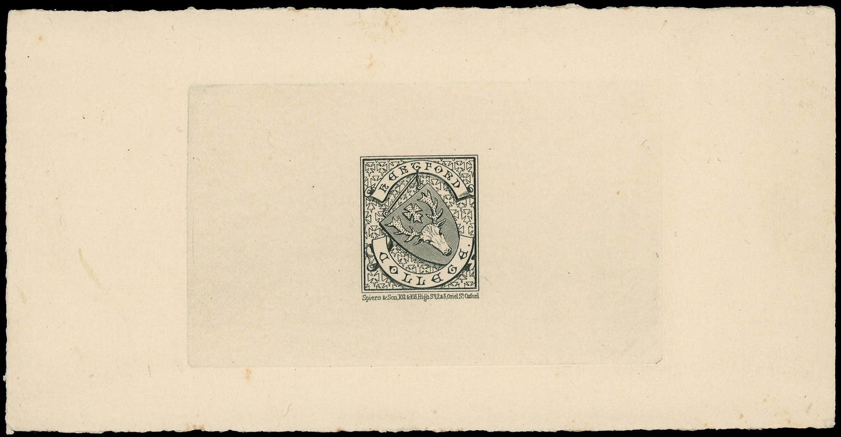 HERTFORD COLLEGE, OXFORD: 1897 (½d) reprinted die proof