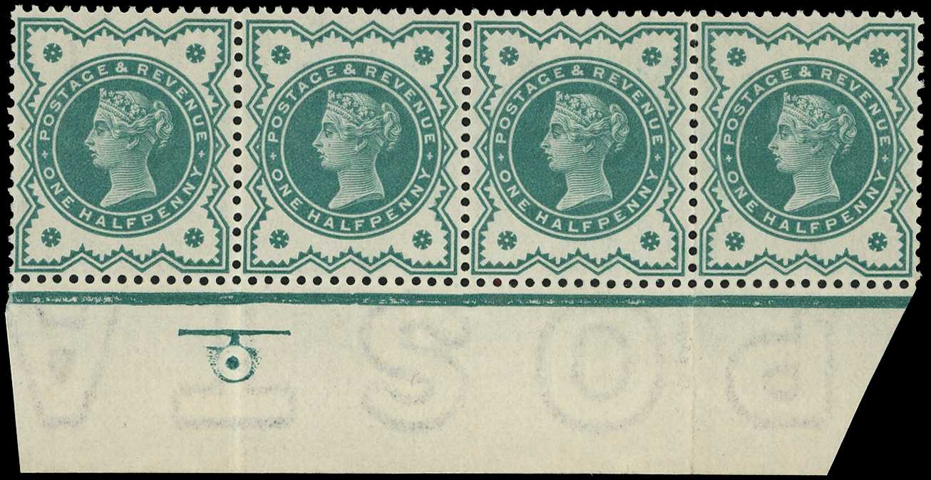 1900 ½d blue-green strip of four with...
