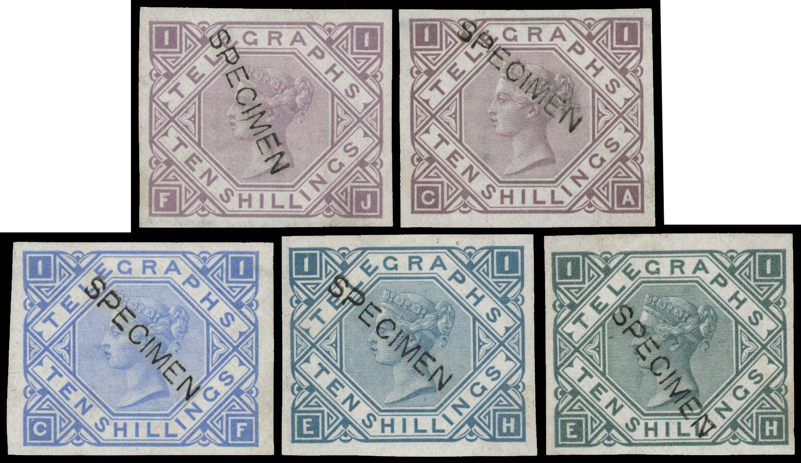 GB Telegraphs 1877 10s Colour Trials