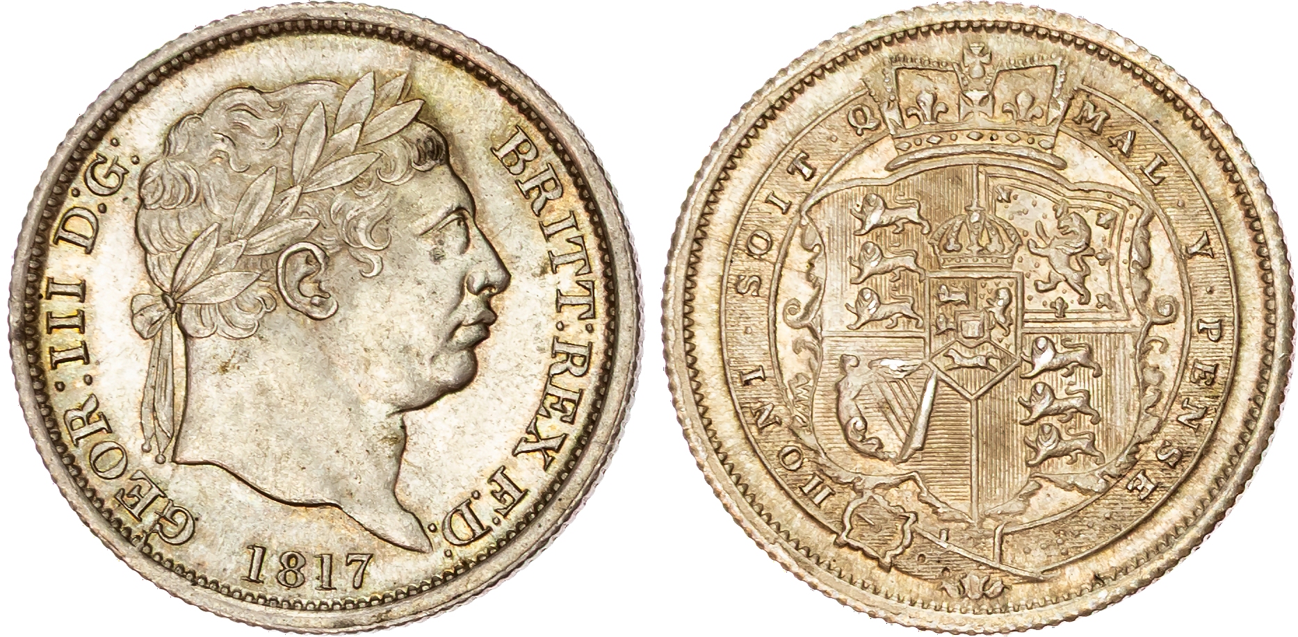 George III (1760‑1820), AR Shilling, Last Coinage (1816‑1820), 1817.
