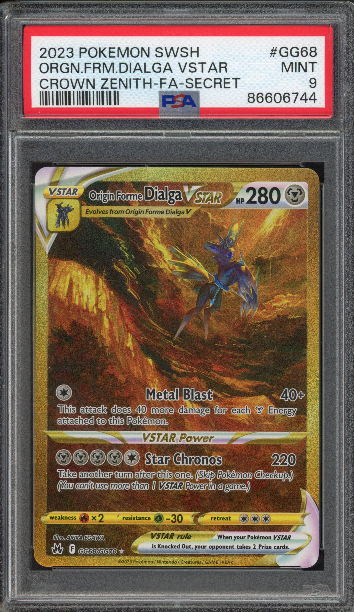 Pokémon TCG - PSA 9 Origin Forme Dialga VStar - Crown Zenith-FA-Secret 2023