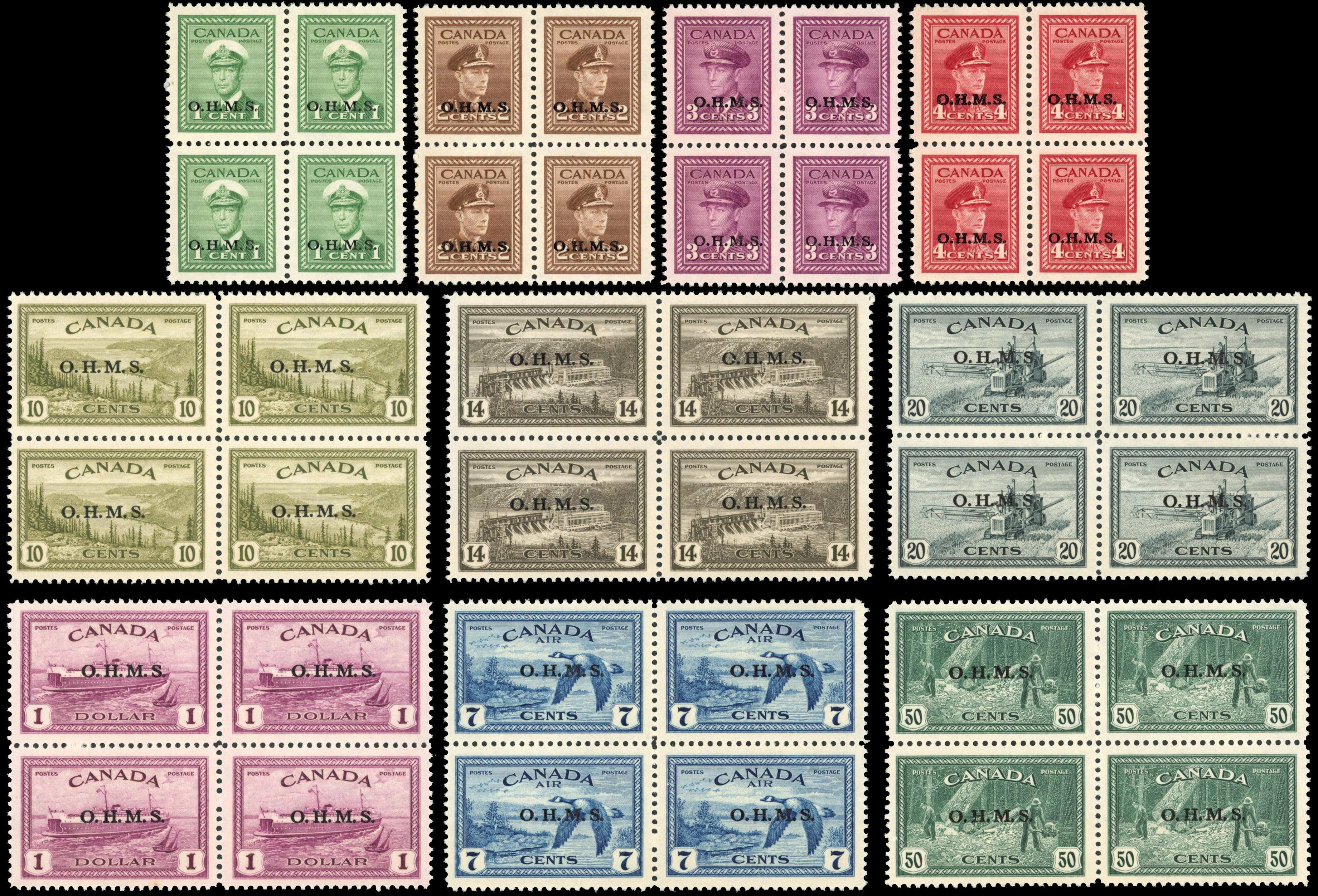 Canada SG O162-171 blocks mint