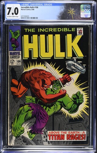 Incredible Hulk #106 CGC 7.0 "Above the Earth -- a Titan Rages!" (Marvel Comics, 1968) Off-white to white pages