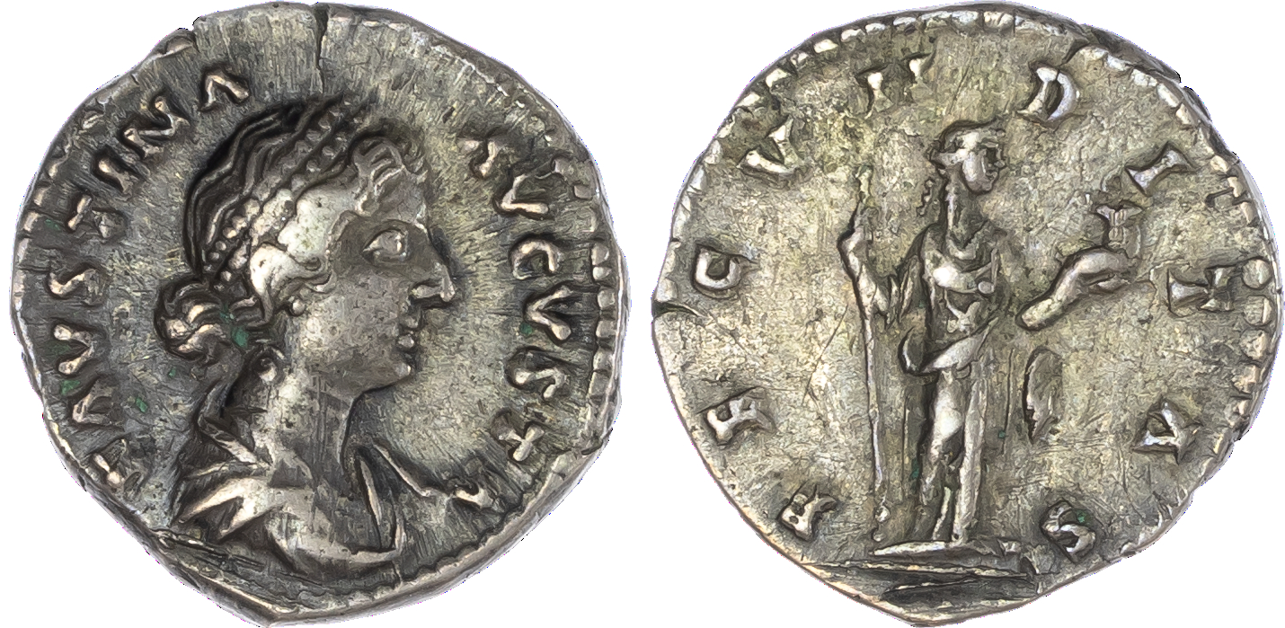 Faustina Junior (AD 147-175/6) AR Denarius, Rome, c. AD 161-175, 3.37g. FAVSTINA AVGVSTA, draped bust of Faustina facing