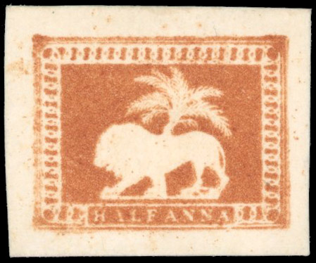 † India 1922 ½a Lion & Palm Tree essay, Die I, in orange-brown