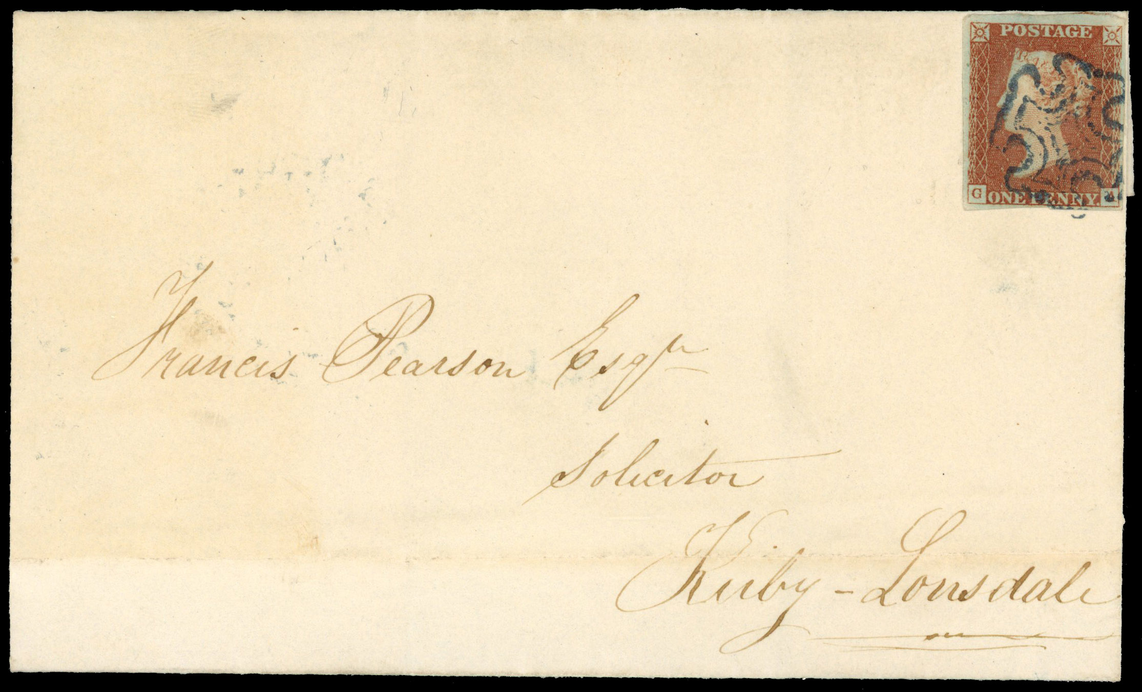 1d red-brown Plate 24 on cover with blue MC