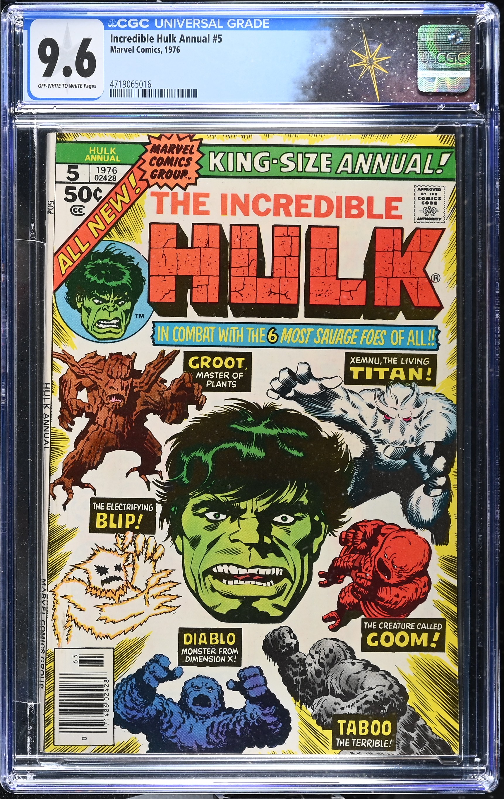 Incredible Hulk Annual #5 CGC 9.6 "And Six shall Crush the Hulk! (Marvel Comics, 1976) Off White to White Pages