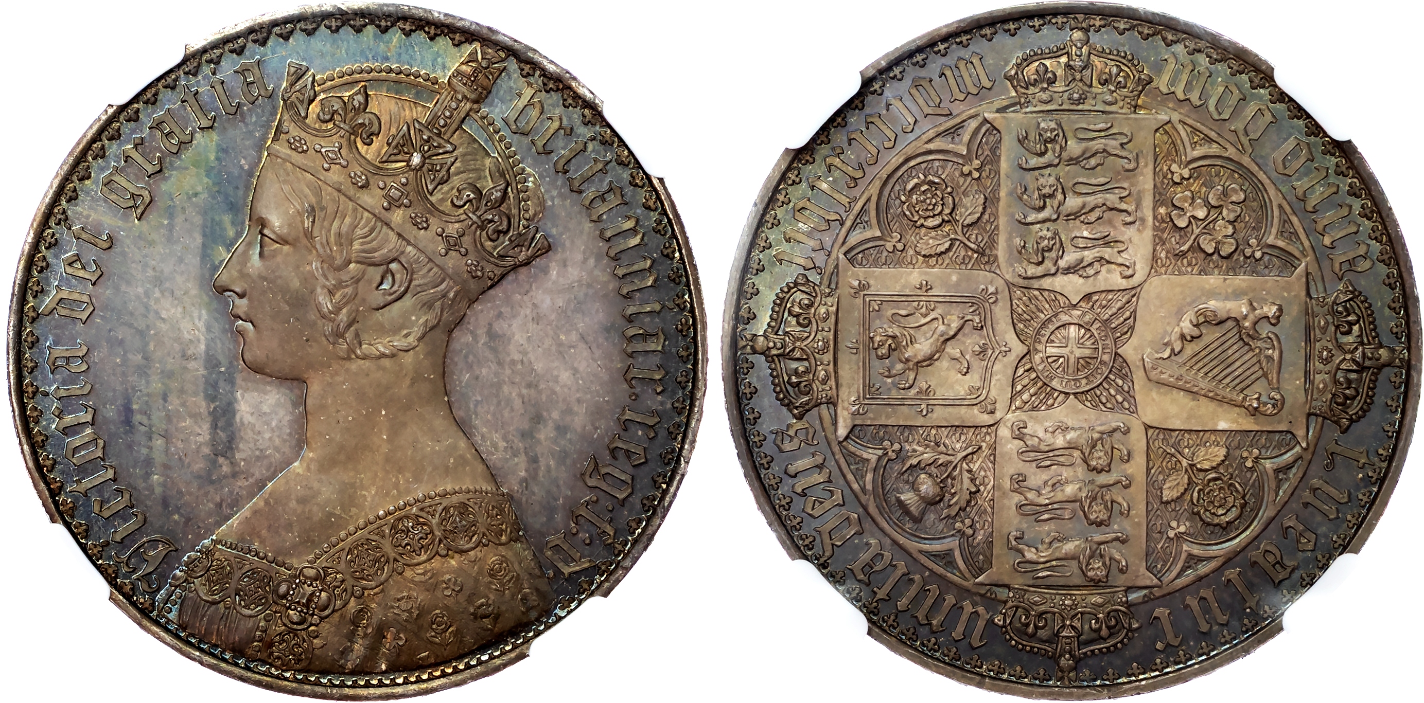 Victoria (1837-1901), AR Proof Gothic Crown, 1847 UNDECIMO, NGC PF 65.