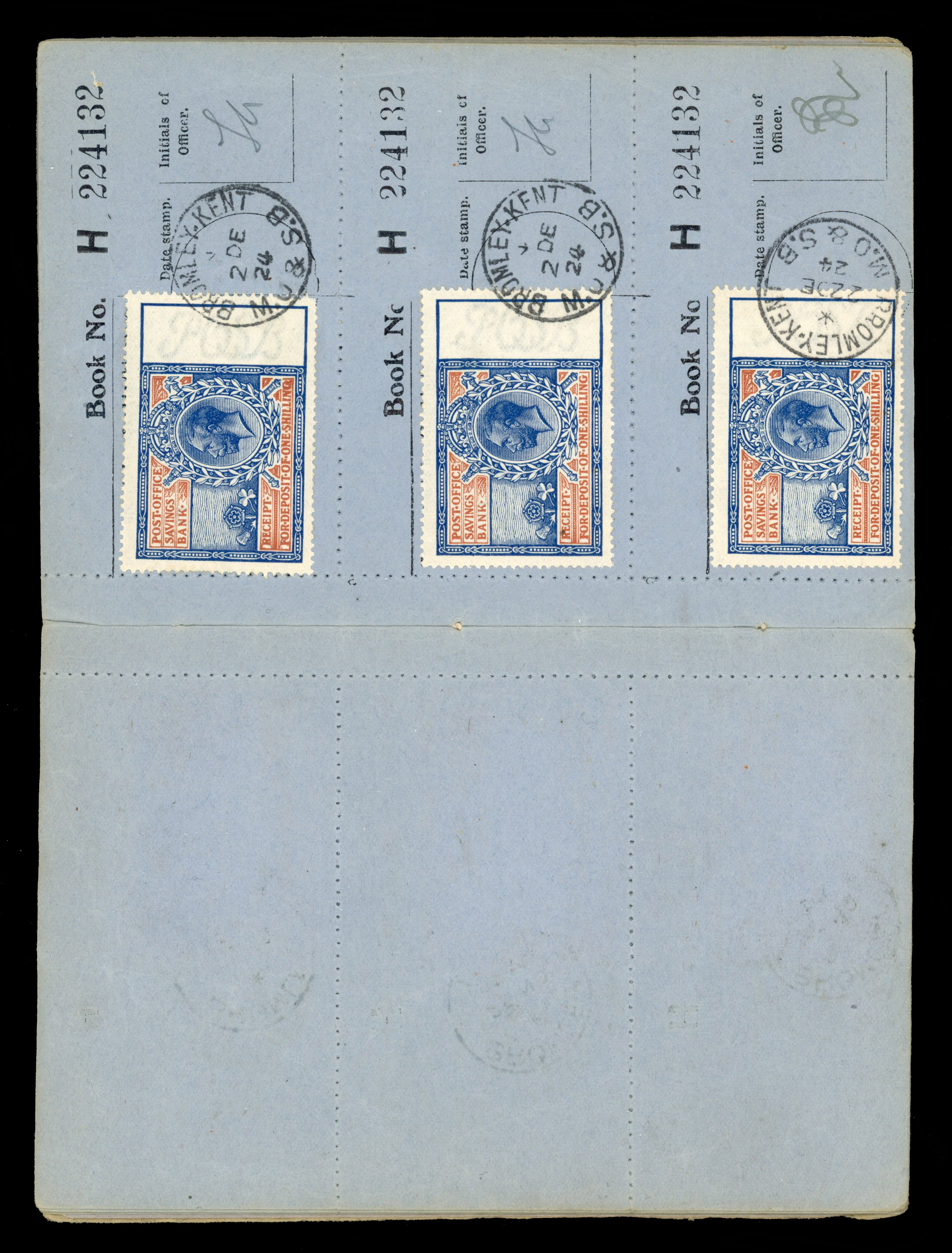 GB PO Savings Bank 1924 Receipt Stamps book