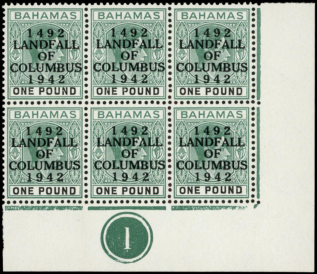 Bahamas SG 175a Plate block mint