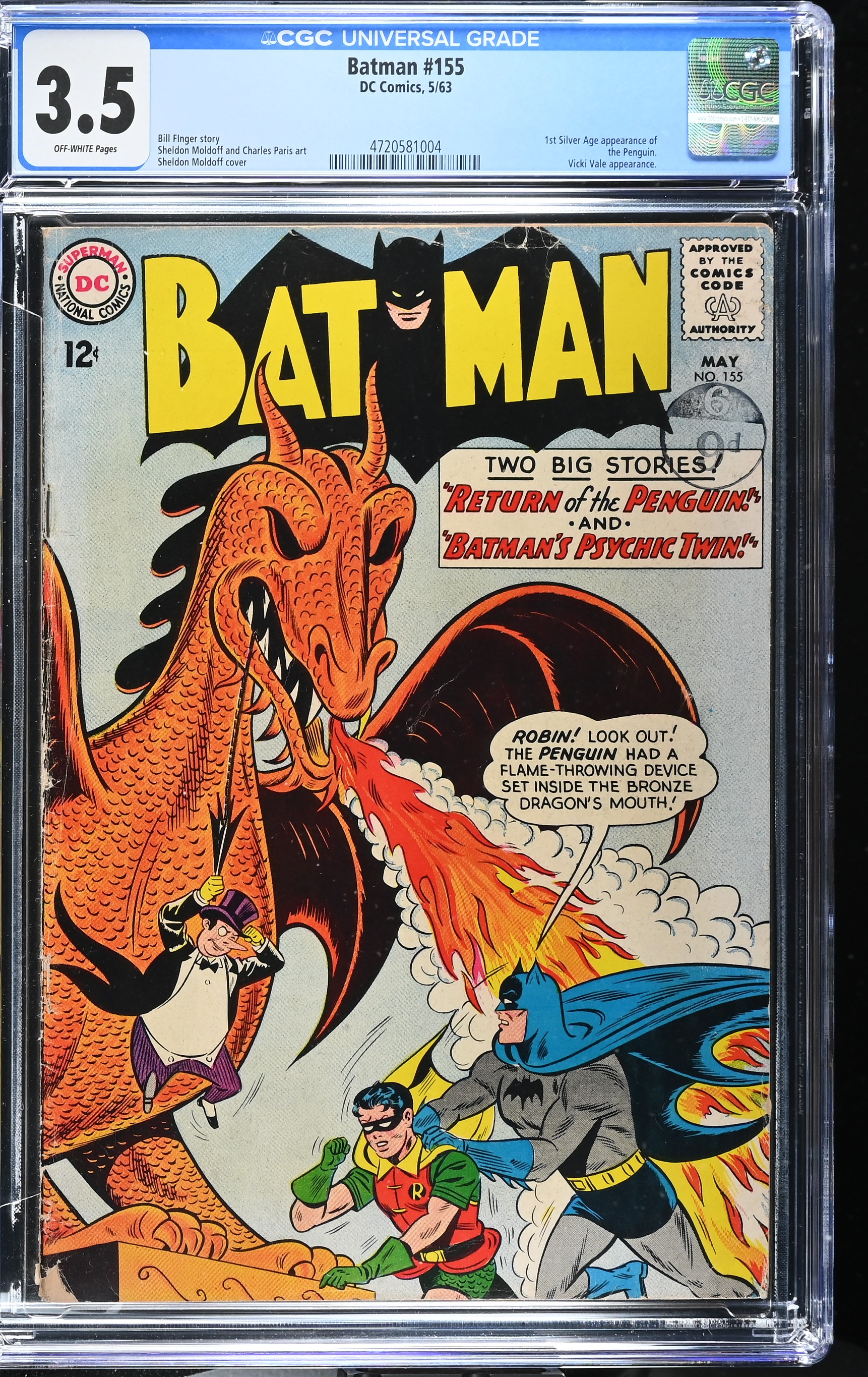 Batman #155 CGC 3.5 1st Silver Age Appearance of the Penguin (DC Comics, 1963) Off-White Pages