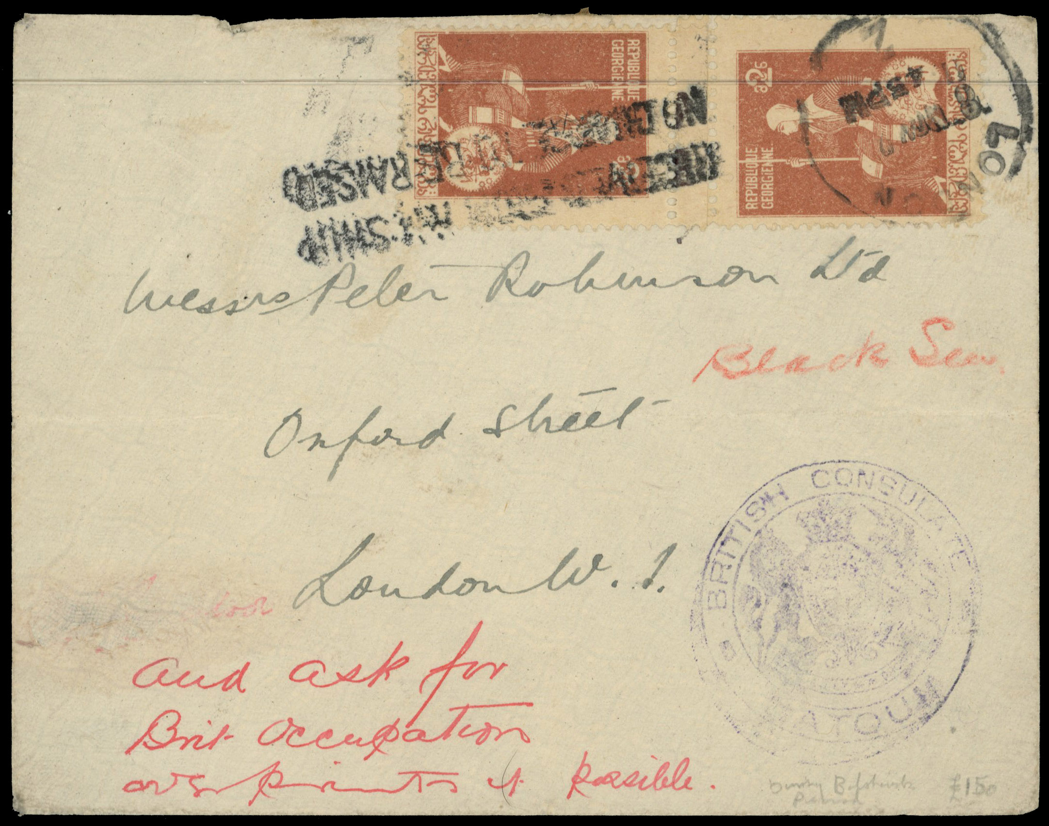 Russia: Batum 1920 (Nov) envelope to London