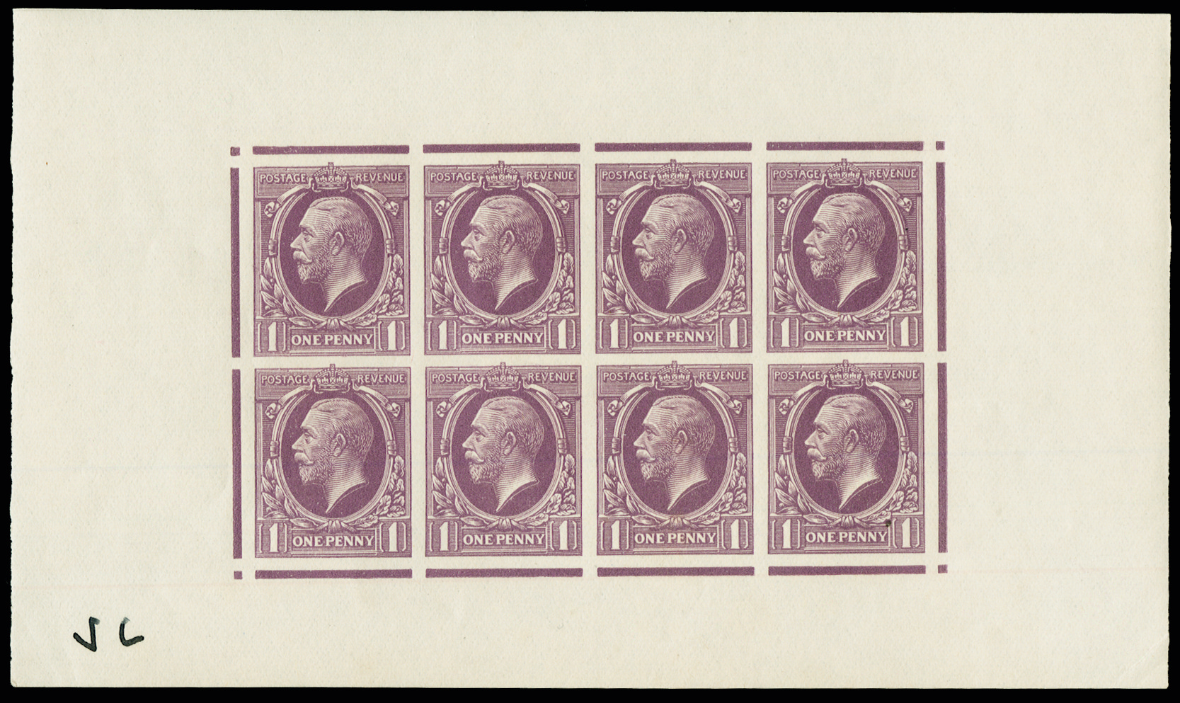 GB SG440var 1934 1d “Photogravure“ colour trials. x 8.