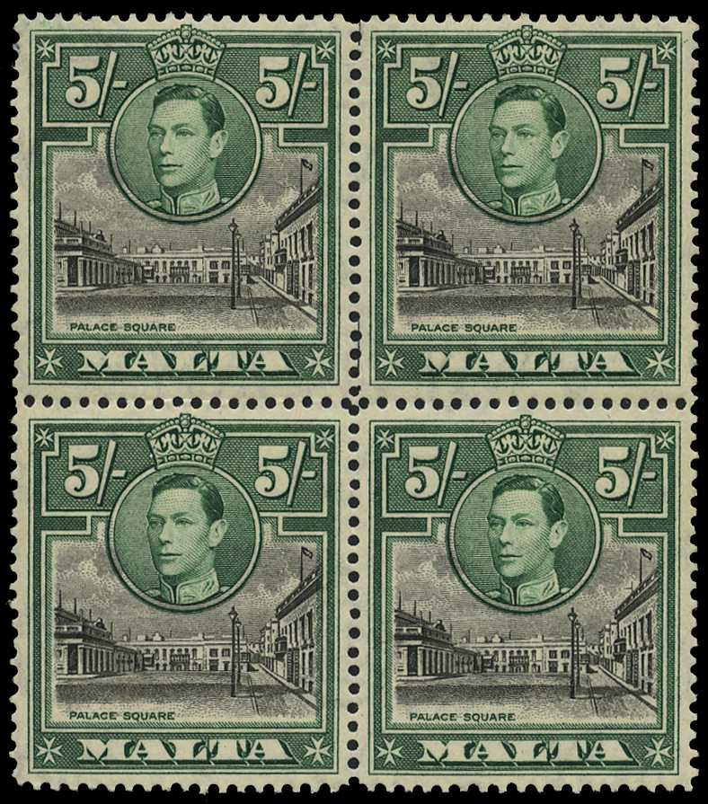 1938-43 5/- black and green block of...
