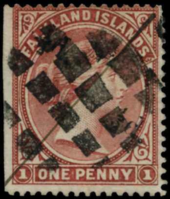 1889 1d red-brown whole stamp (straight edge...