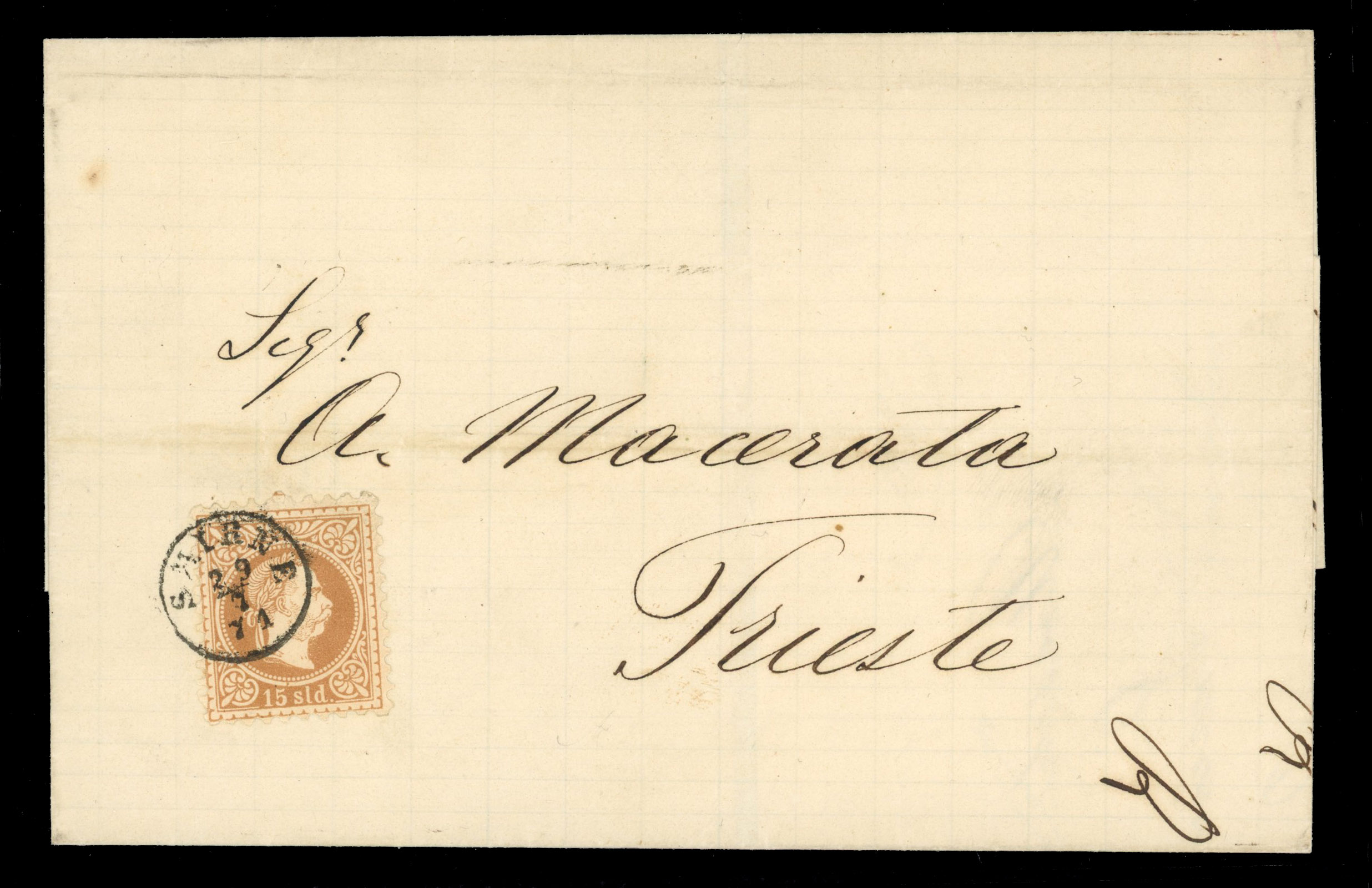 Austrian Levant 1871 entire letter to Trieste SG 5