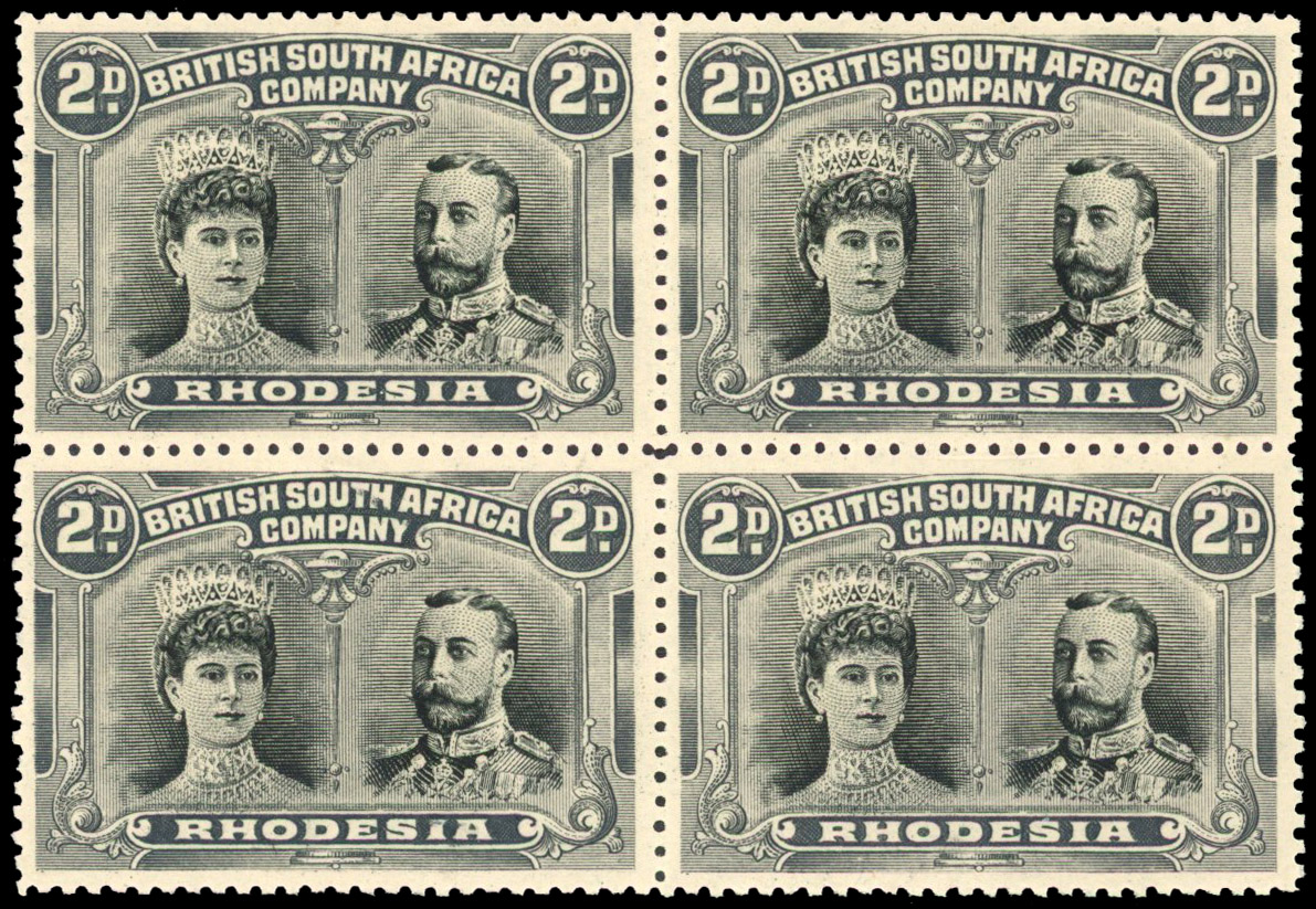 SG 130 2d black and grey-black block of four mint
