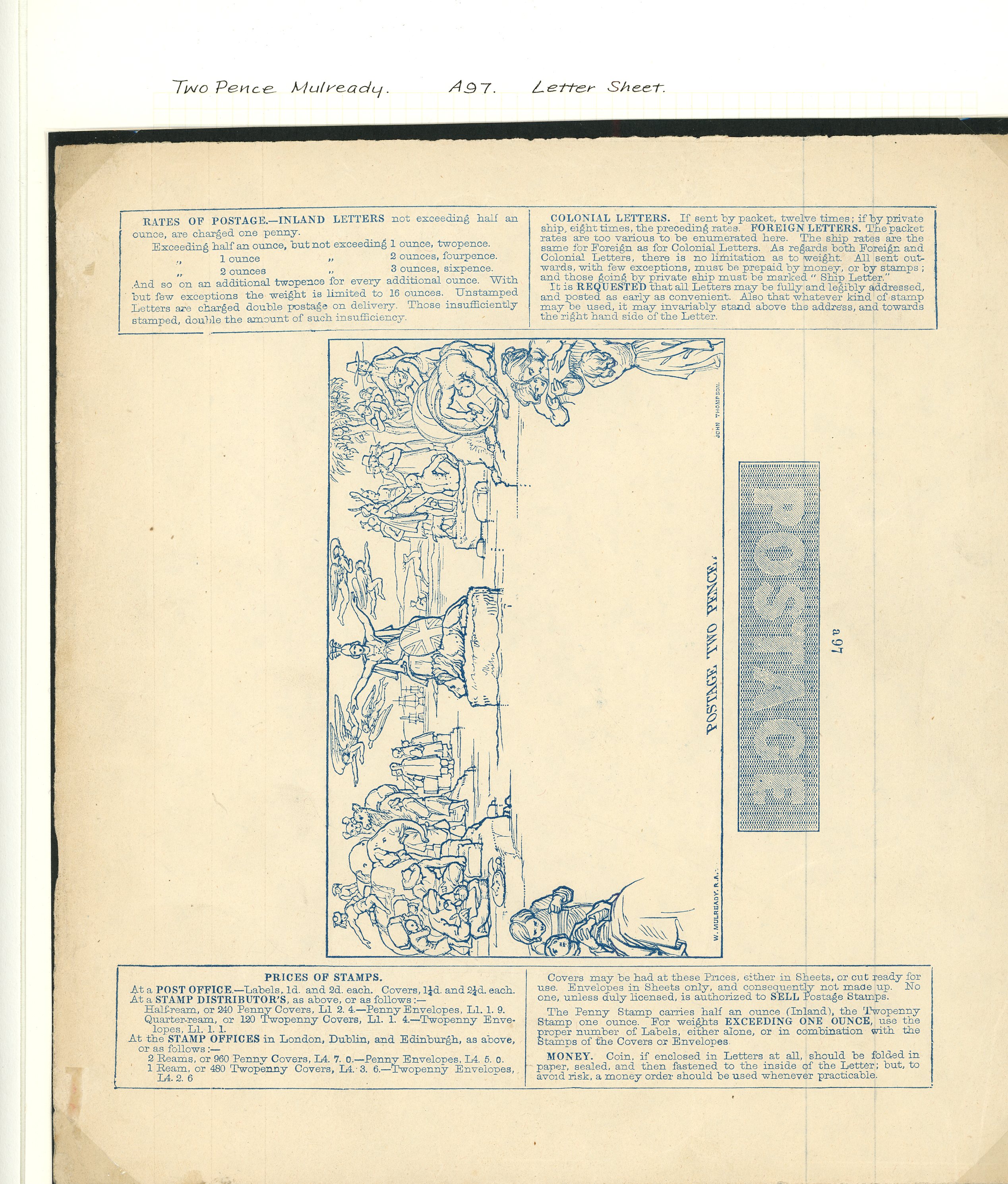 1840 2d Mulready Lettersheet Forme 1 Stereo a97.
