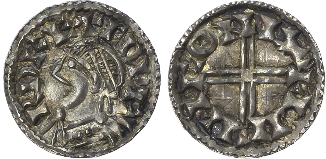 Edward the Confessor (1042-66), AR Penny, Small Flan type, London, moneyer Lifinc. Diademed bust left, rev. Voided short…