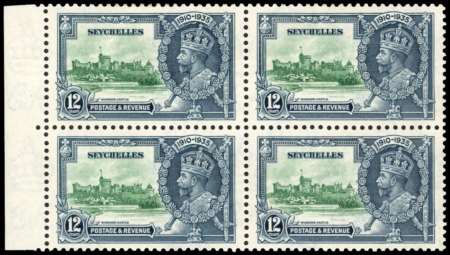 Seychelles SG 129d flagstaff on right hand turret mint 