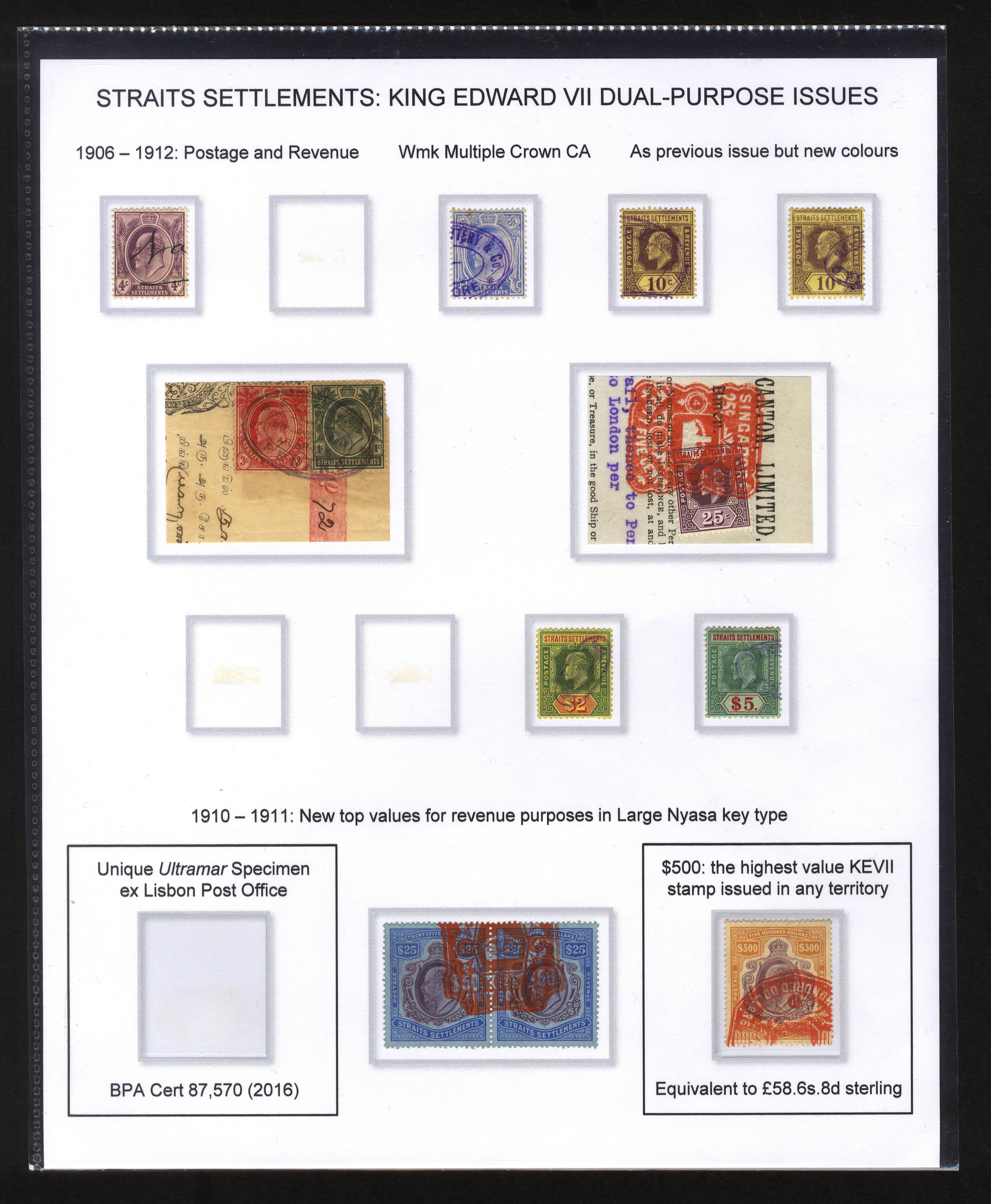 Straits Revenues KEVII Postage & Revenue issues fiscally used