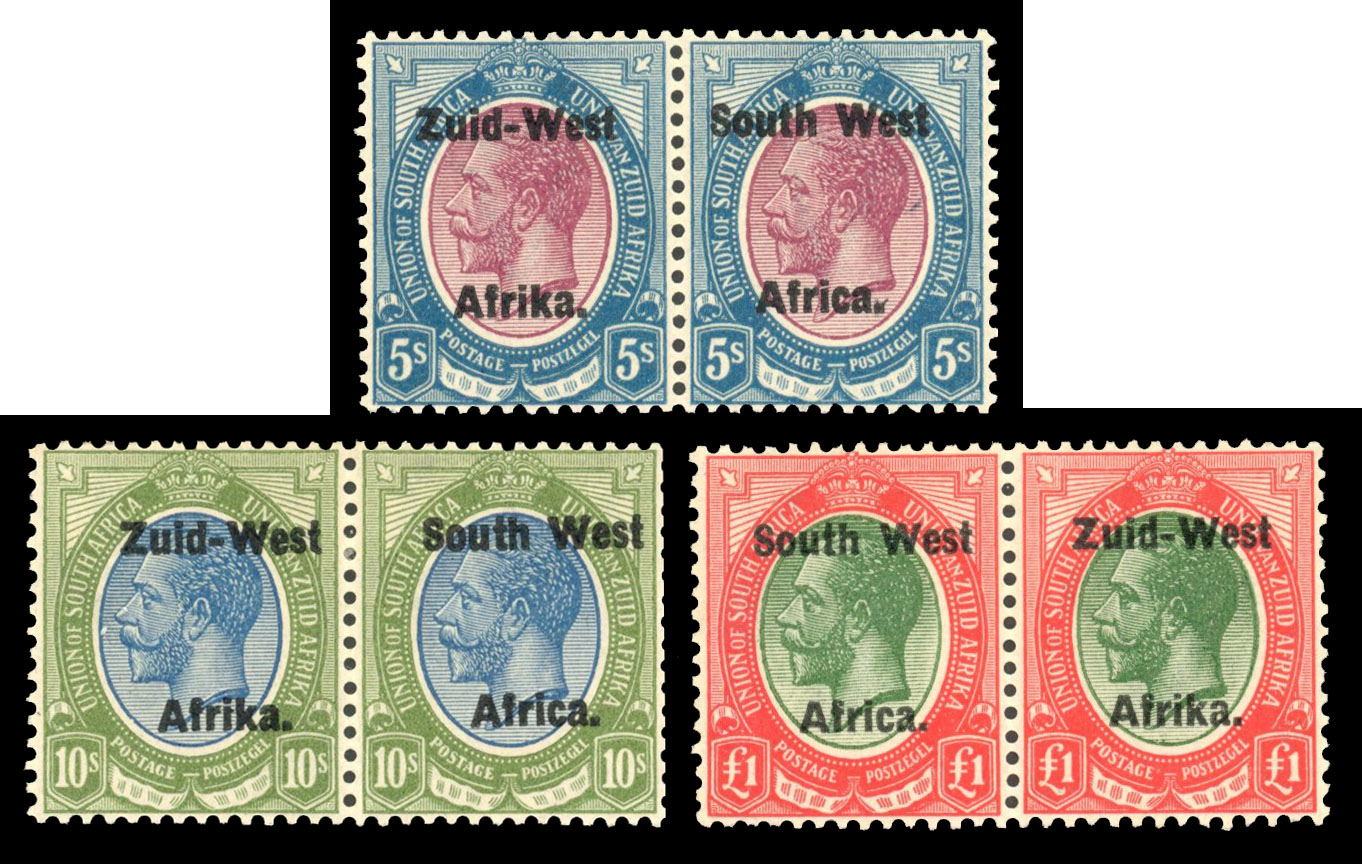 South West Africa SG 13-15 1923 Second Setting pairs mint