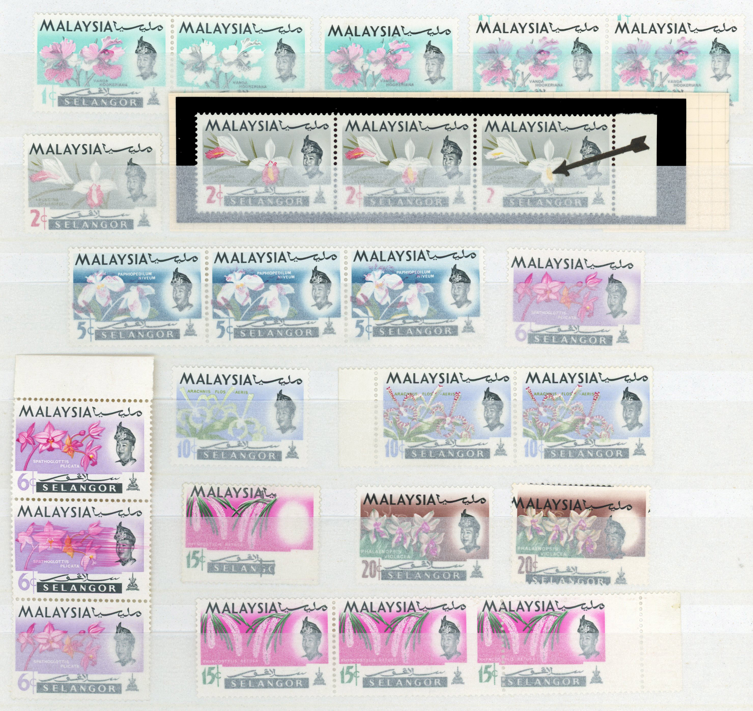 Malaya Selangor SG 136/142 vars mint