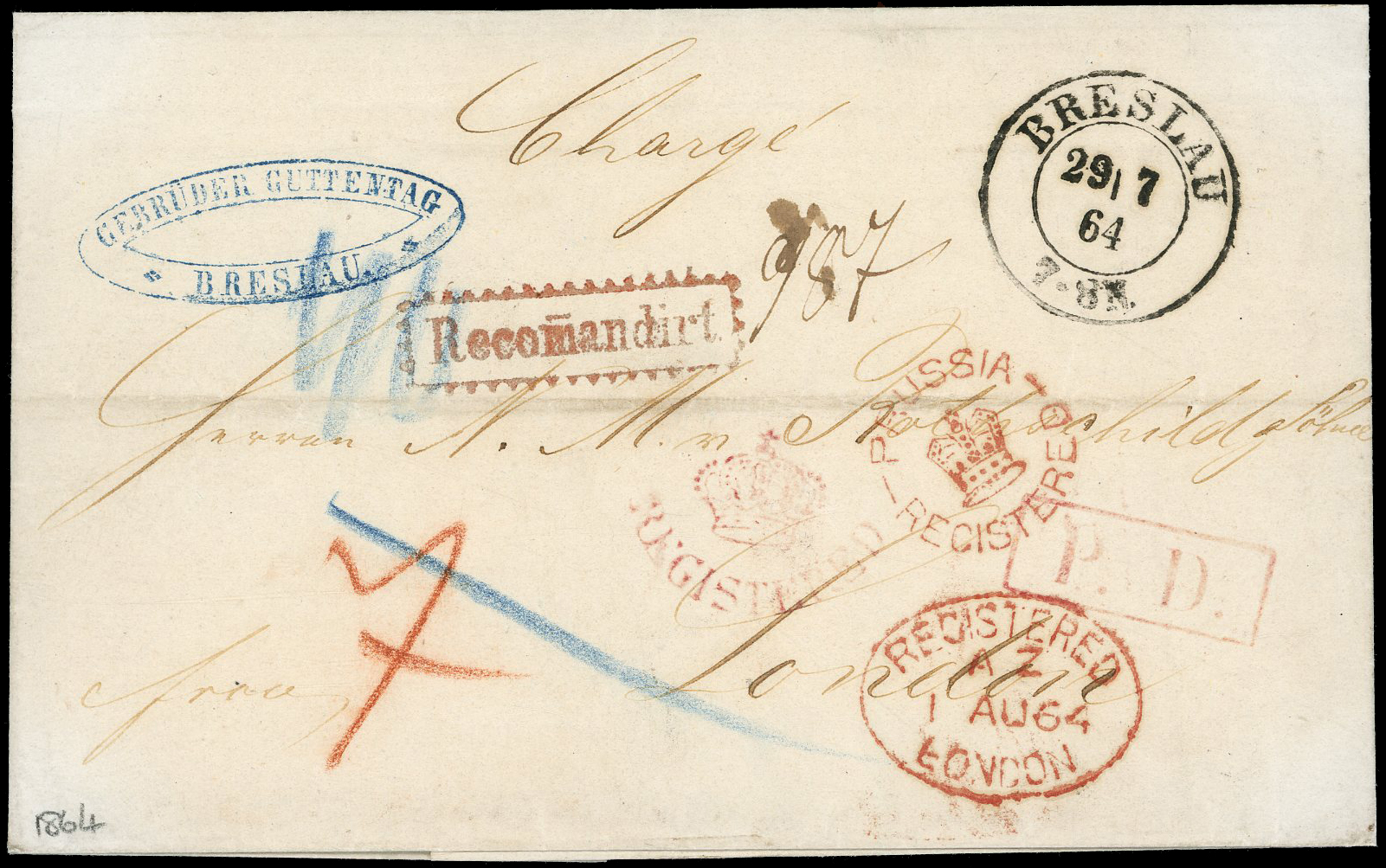 Great Britain incoming reg cover from Prussia 