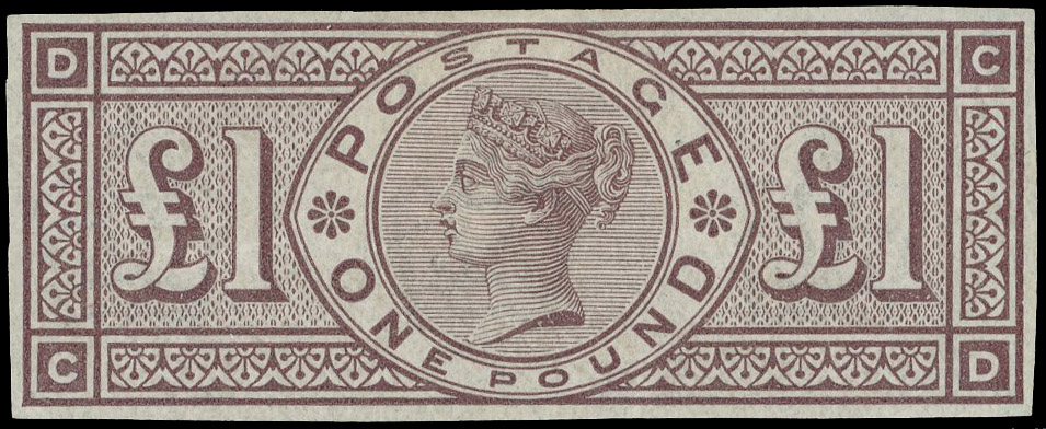 1884 £1 Brown-lilac (Wmk. Crowns). Very fine and fresh unused o.g. imperforate imprimatur lettered CD. Scarce. SG185. Ca…