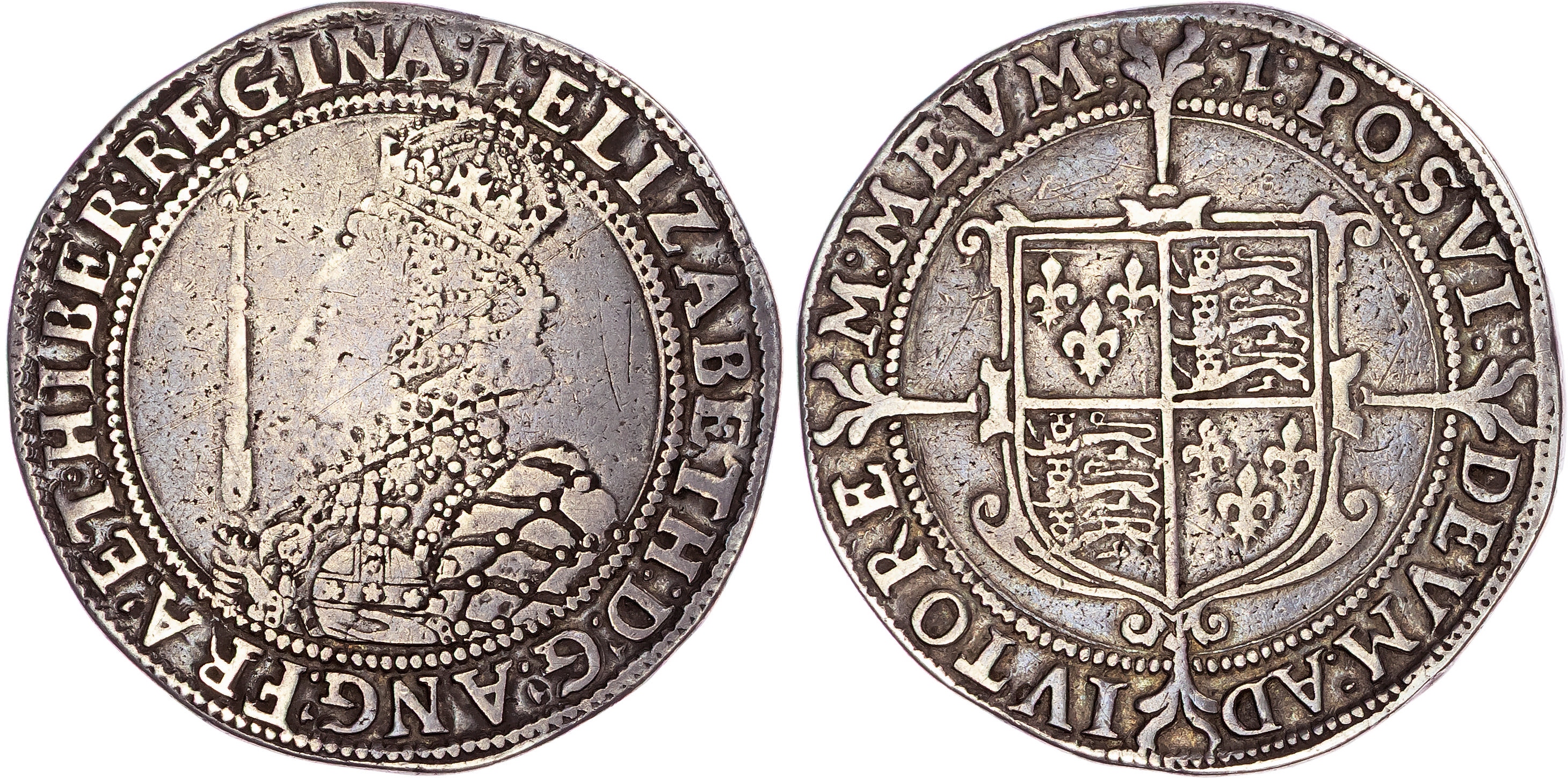 Elizabeth I (1558‐1603), AR Halfcrown, Seventh Issue, Tower (London) mint, mm. 1 (1601).