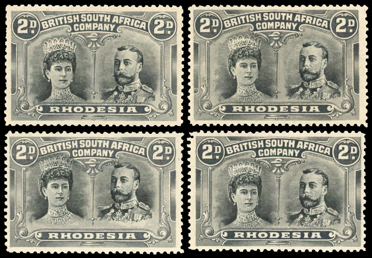 † 2d black and grey-black SG 130 group, mint