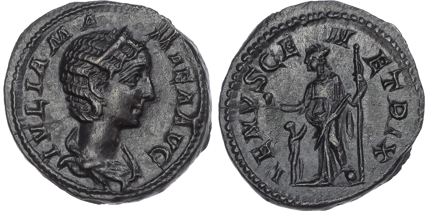 Julia Mamaea, mother of Severus Alexander (AD 222-235) AR Denarius, mint of Rome, AD 223 2.18g. 