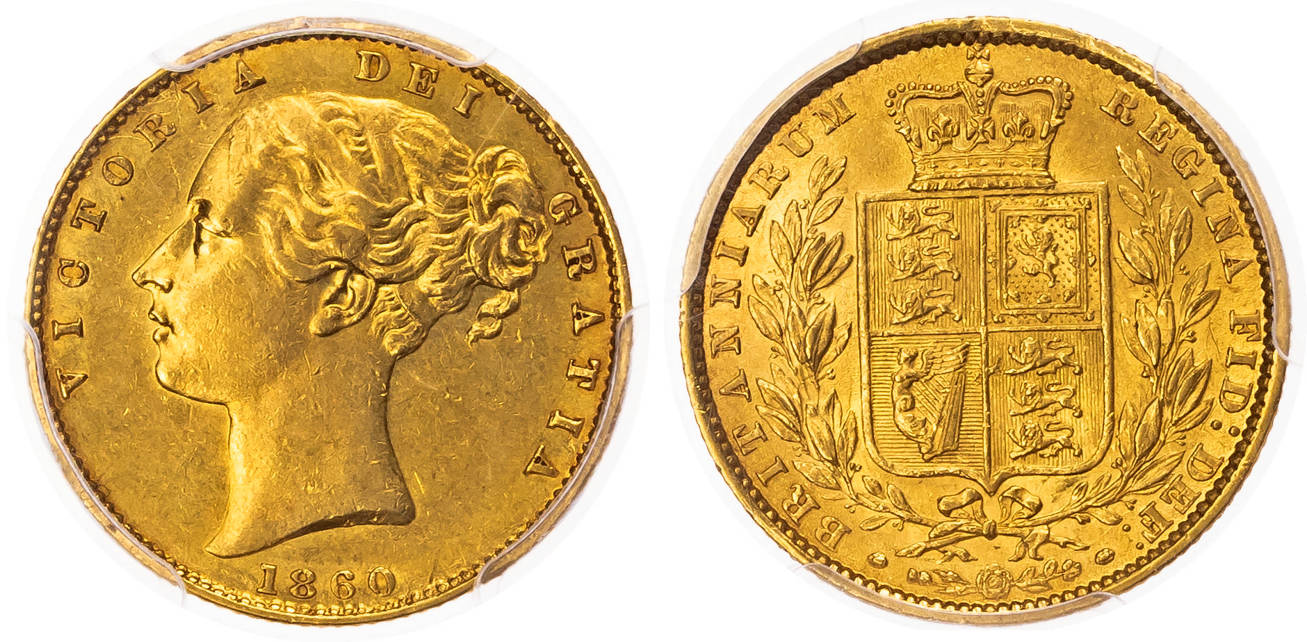 Victoria (1837-1901), Shieldback Sovereign, 1860, London.